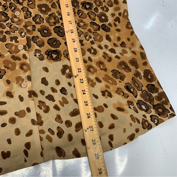 Apostrophe Blouse Woman 18W  Button Down Brown Animal Print‎ Ruffle Cuff Tunic - Picture 10 of 10